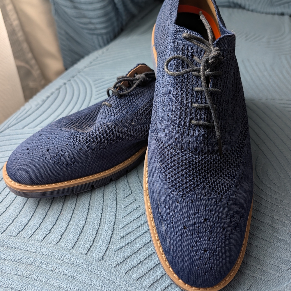 Milano Dark Blue Knit Oxford Shoes